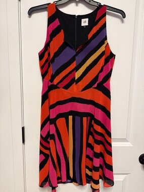 CAbi Fete Dress-Bold Multicolor Striped Sleeveless A-Line Dress